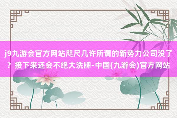 j9九游会官方网站咫尺几许所谓的新势力公司没了？接下来还会不绝大洗牌-中国(九游会)官方网站